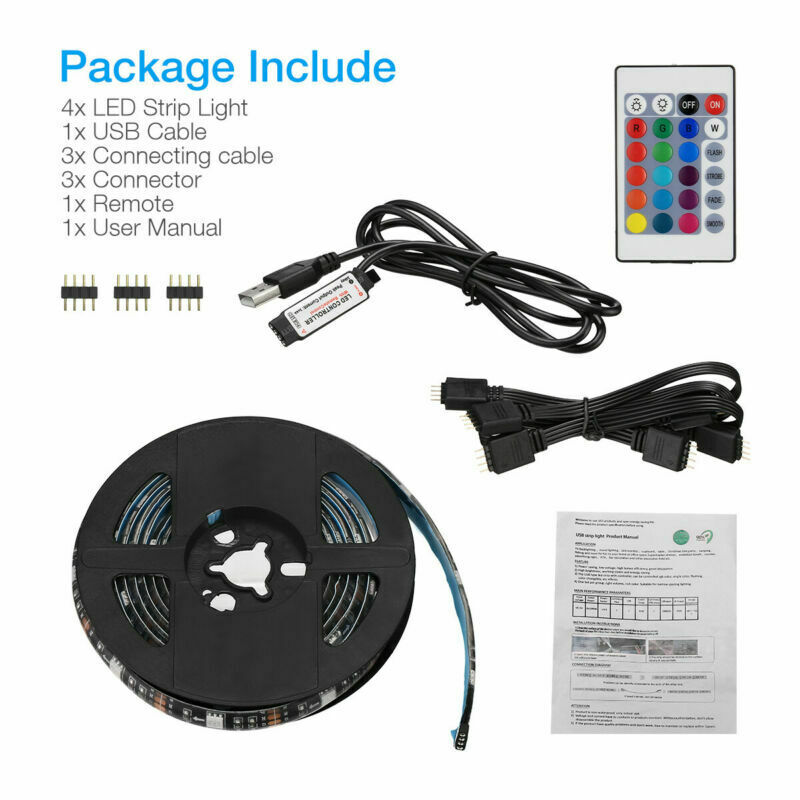 LED Strip Background Light Remote Kit For TV, Computer, Lamp (*editors note- Transform your game room or livingroom with simple fun LED lighting! Great for streamers.)