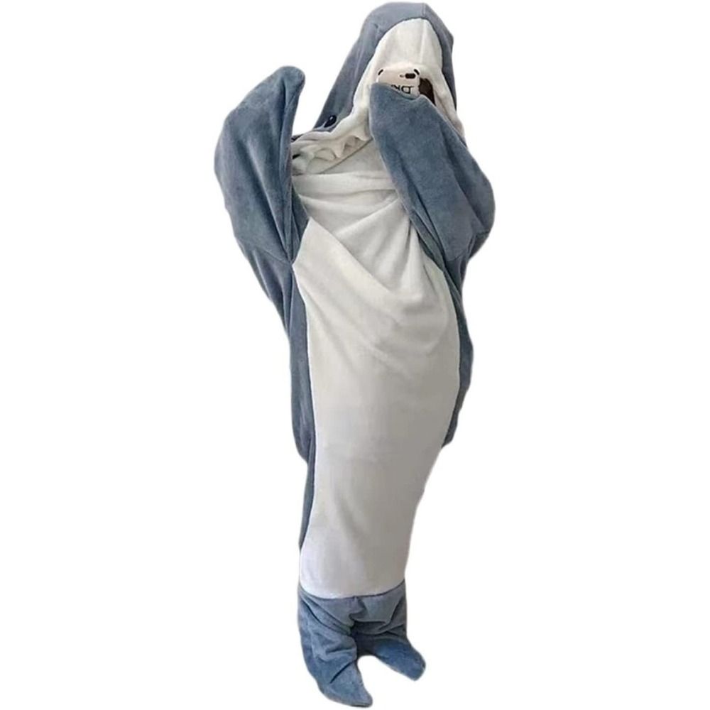 #7 Cozy Shark Snuggle Pajamas for kids and adults. (*editors note- Silly and Comfy. As seen trendy everywhere.)