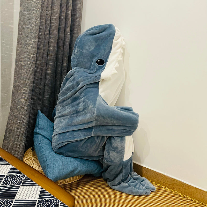 #7 Cozy Shark Snuggle Pajamas for kids and adults. (*editors note- Silly and Comfy. As seen trendy everywhere.)