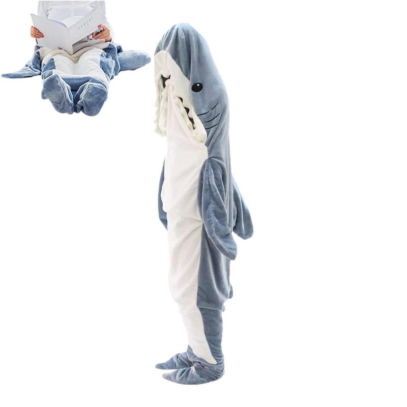 #7 Cozy Shark Snuggle Pajamas for kids and adults. (*editors note- Silly and Comfy. As seen trendy everywhere.)