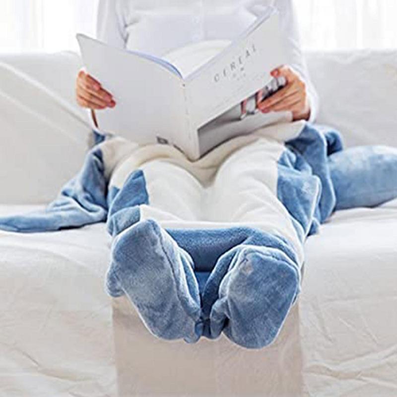 #7 Cozy Shark Snuggle Pajamas for kids and adults. (*editors note- Silly and Comfy. As seen trendy everywhere.)