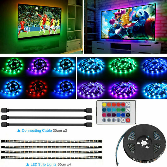 LED Strip Background Light Remote Kit For TV, Computer, Lamp (*editors note- Transform your game room or livingroom with simple fun LED lighting! Great for streamers.)