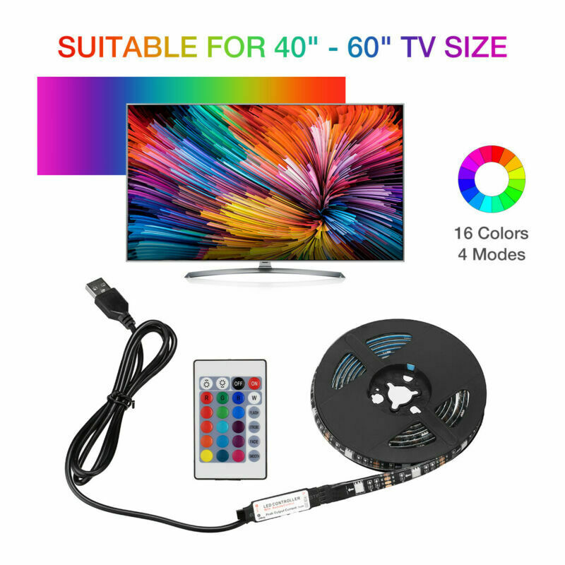 LED Strip Background Light Remote Kit For TV, Computer, Lamp (*editors note- Transform your game room or livingroom with simple fun LED lighting! Great for streamers.)